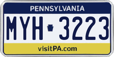 PA license plate MYH3223