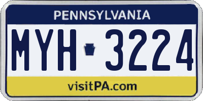 PA license plate MYH3224