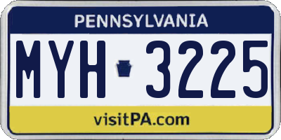 PA license plate MYH3225
