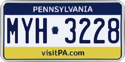 PA license plate MYH3228