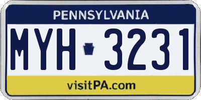 PA license plate MYH3231