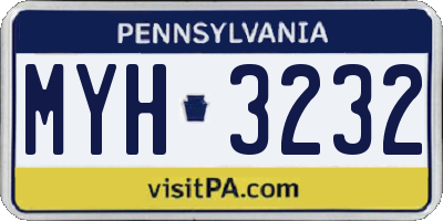 PA license plate MYH3232