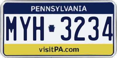 PA license plate MYH3234