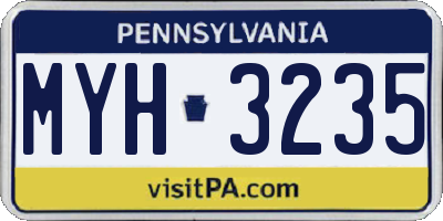 PA license plate MYH3235