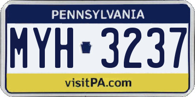 PA license plate MYH3237