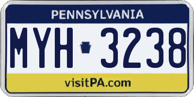 PA license plate MYH3238