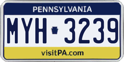 PA license plate MYH3239
