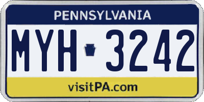 PA license plate MYH3242