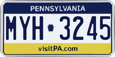 PA license plate MYH3245
