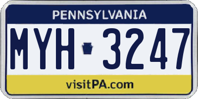 PA license plate MYH3247