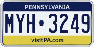 PA license plate MYH3249