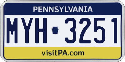 PA license plate MYH3251