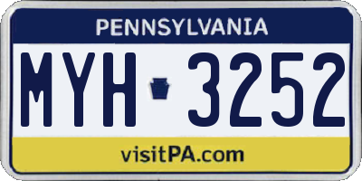 PA license plate MYH3252