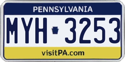 PA license plate MYH3253