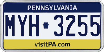 PA license plate MYH3255