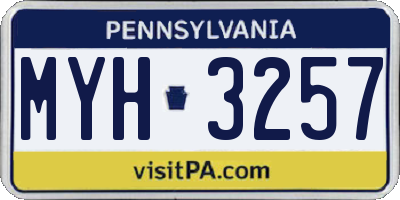 PA license plate MYH3257