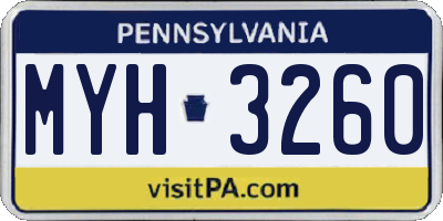 PA license plate MYH3260