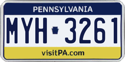 PA license plate MYH3261