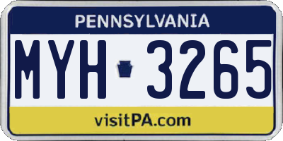 PA license plate MYH3265