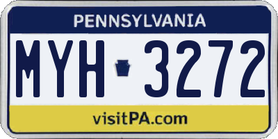 PA license plate MYH3272