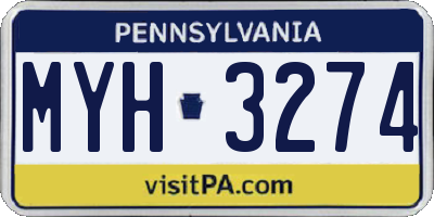 PA license plate MYH3274