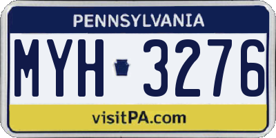 PA license plate MYH3276