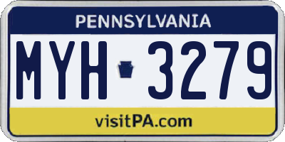 PA license plate MYH3279