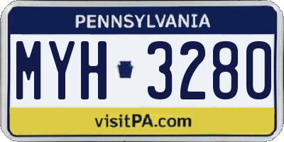 PA license plate MYH3280