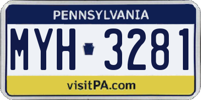 PA license plate MYH3281