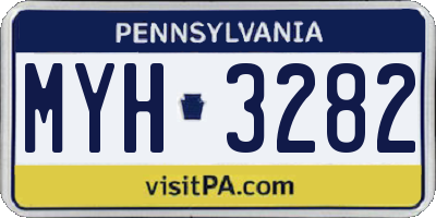 PA license plate MYH3282