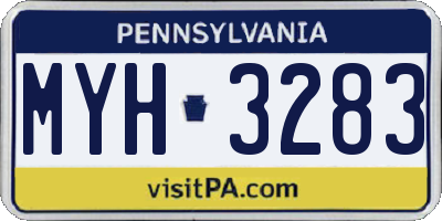 PA license plate MYH3283