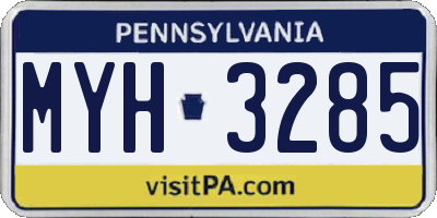 PA license plate MYH3285