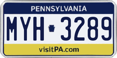 PA license plate MYH3289