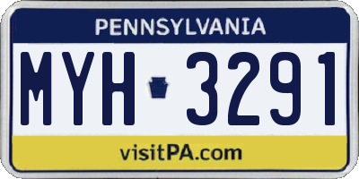 PA license plate MYH3291