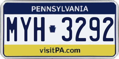 PA license plate MYH3292