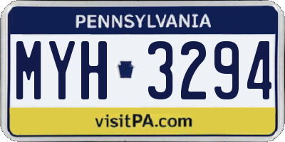 PA license plate MYH3294