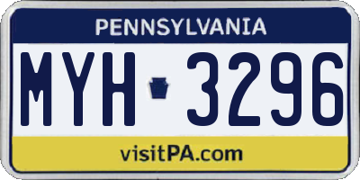 PA license plate MYH3296