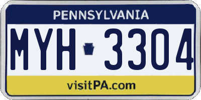 PA license plate MYH3304