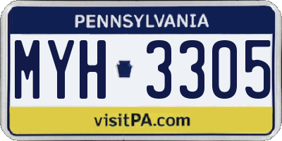 PA license plate MYH3305
