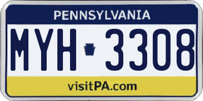 PA license plate MYH3308