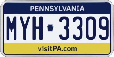 PA license plate MYH3309