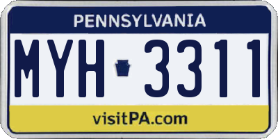 PA license plate MYH3311