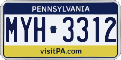 PA license plate MYH3312