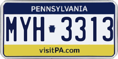 PA license plate MYH3313