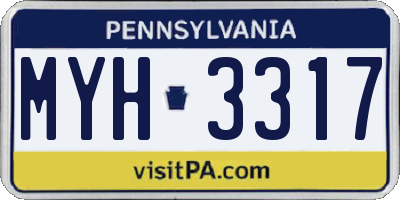 PA license plate MYH3317