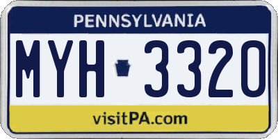 PA license plate MYH3320