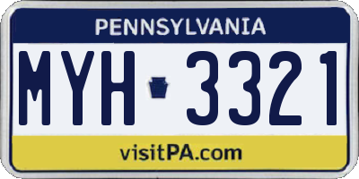 PA license plate MYH3321
