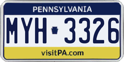 PA license plate MYH3326