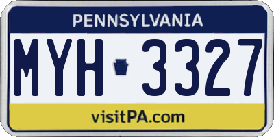 PA license plate MYH3327