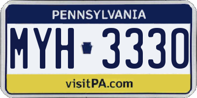 PA license plate MYH3330